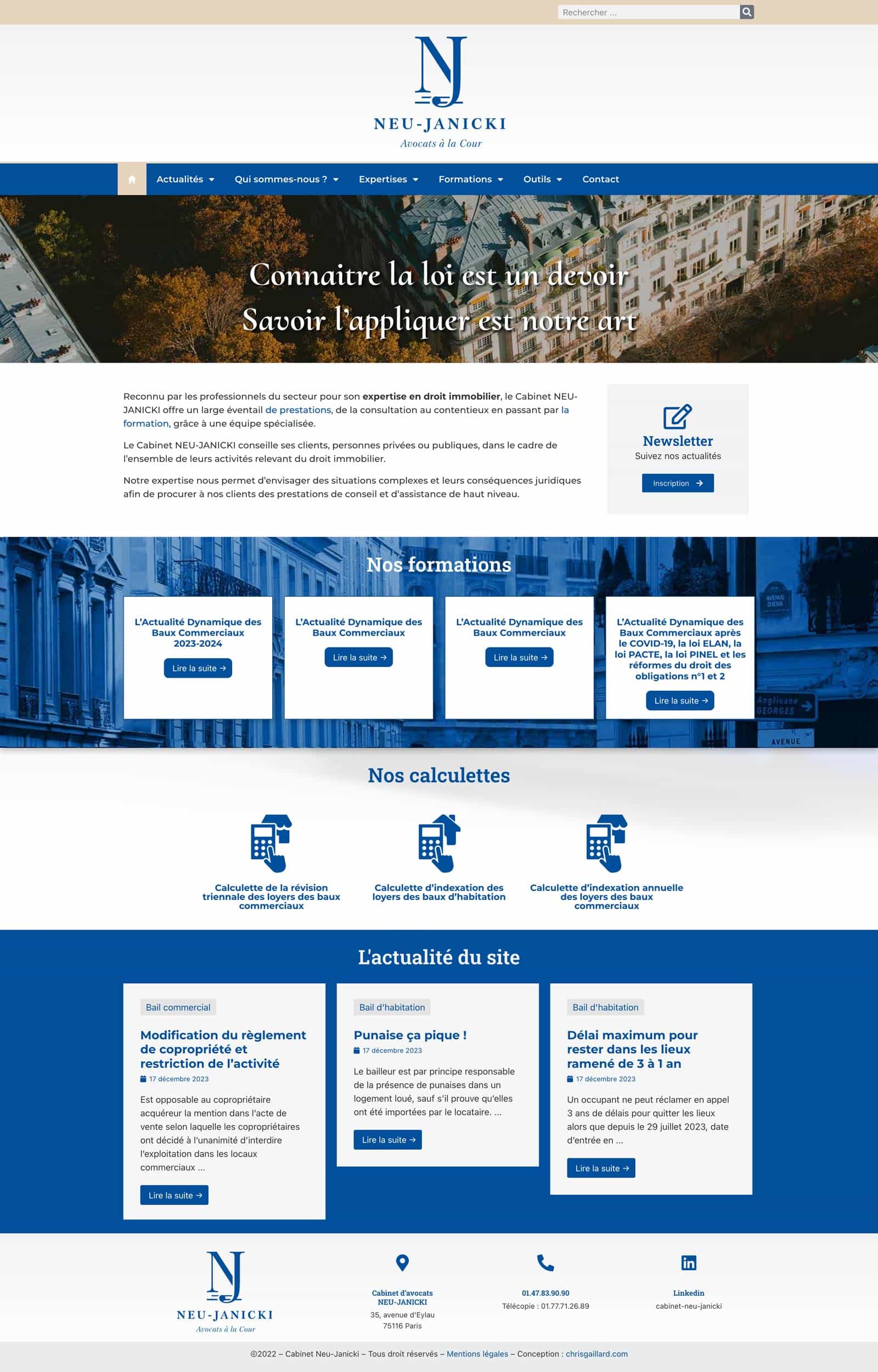 Site Internet pour un cabinet d'avocats à Paris