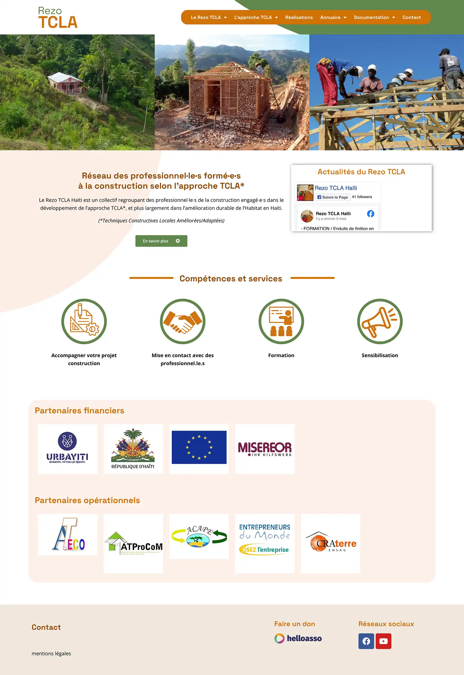 Home page du site Rezo TCLA WordPress Elementor