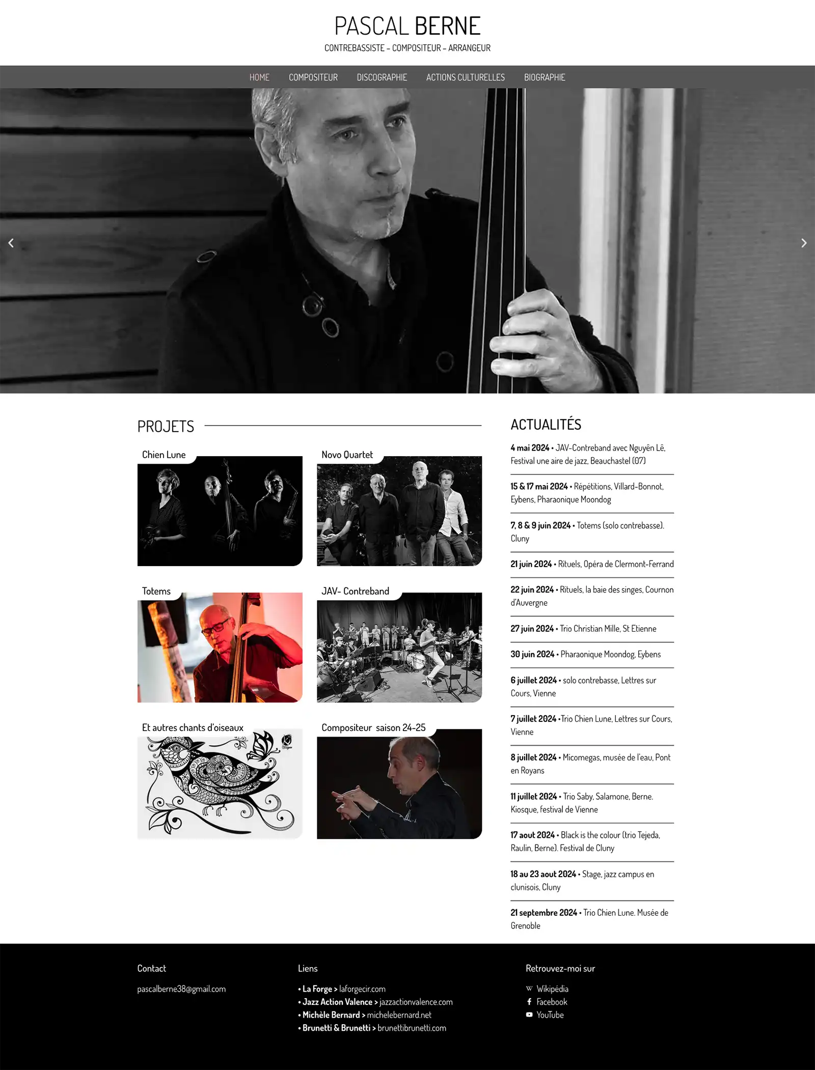 Home page du site wordpress de pascal berne