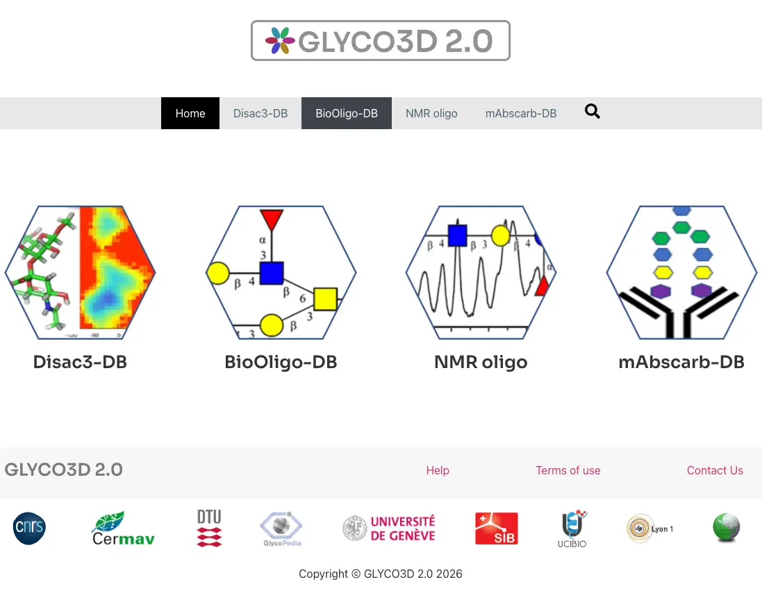 Glyco3D page d'accueil du site WordPress