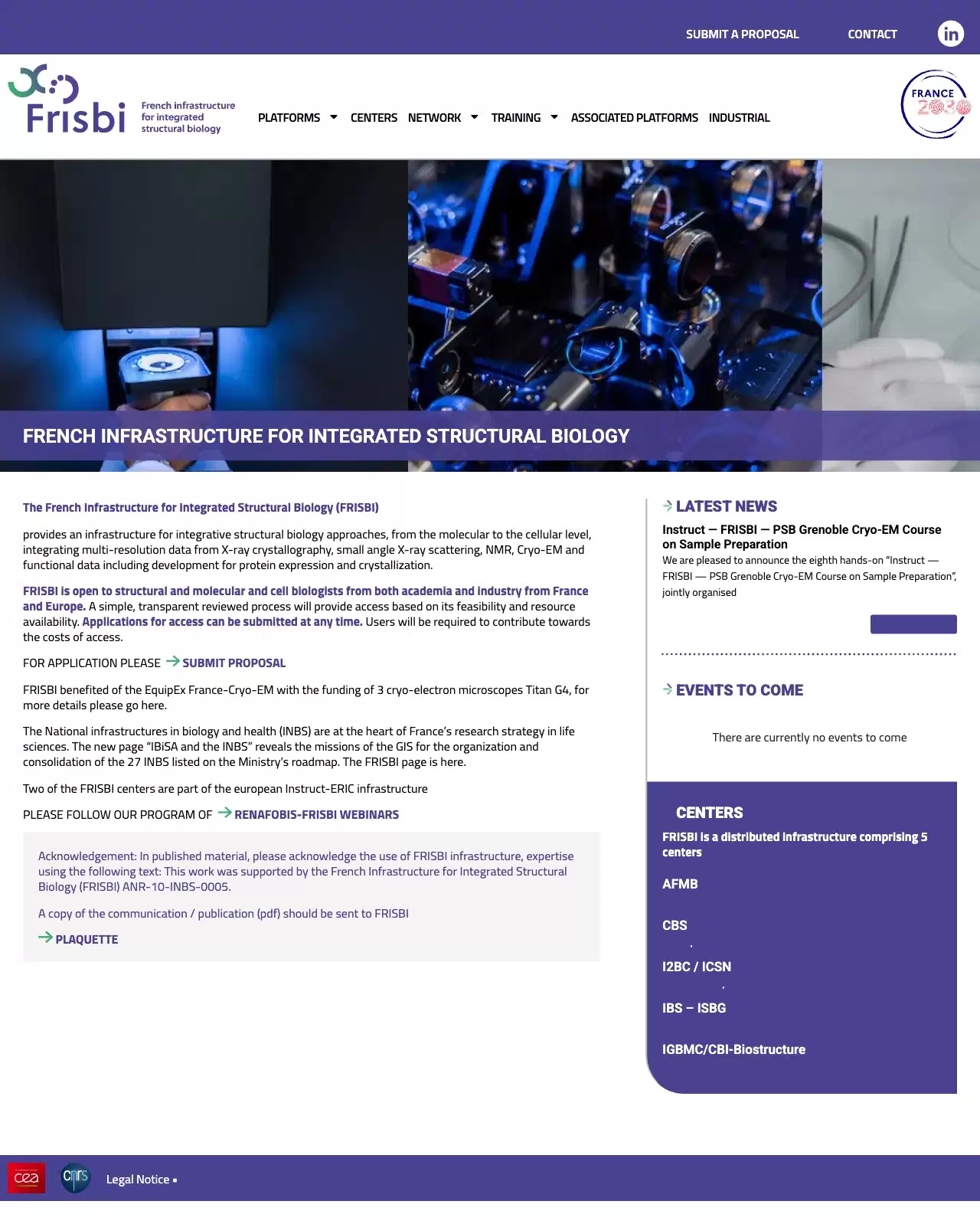 Page d'accueil site scientifique FRISBI